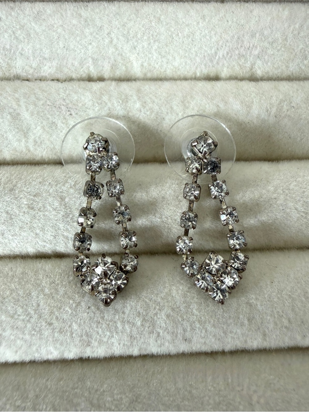Classic Silver-Tone Crystal Drop Earrings - Brand Unknown